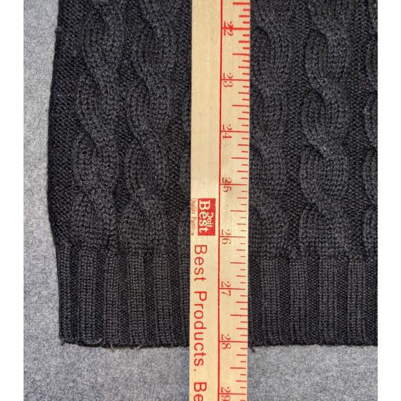 Banana Republic Sweater L Black Wool Chunky Fisherman Cable Knit Turtleneck - Picture 7 of 8